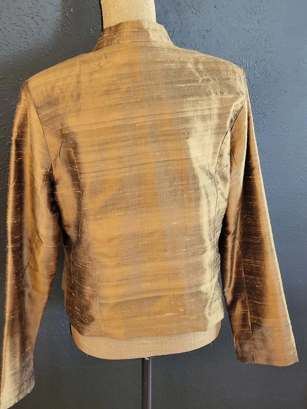 Bleu Bayou Ochre Silk Open Jacket Small